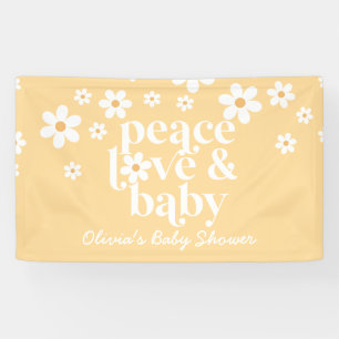 Retro yellow Daisy boho Peace Love baby shower Spandoek
