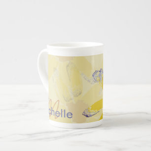 Retro Yellow Daisy Monogrammed Porselein Kop