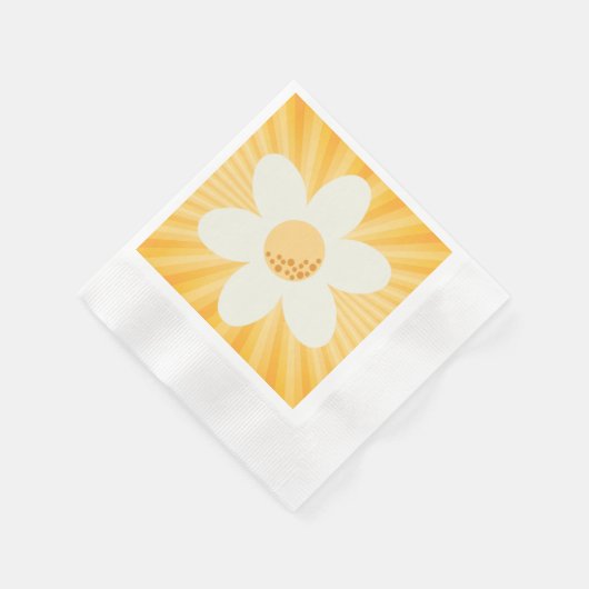 Retro Yellow Daisy Party servetten | Groovy Boho F (Hoek)