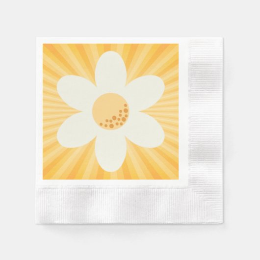 Retro Yellow Daisy Party servetten | Groovy Boho F (Voorkant)