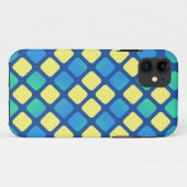 Retro Yellow en Blue Diamond Argyle Case-Mate iPhone Case (Achterkant (horizontaal))
