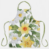 Retro Yellow en White Daffodil Floral Print Schort (Voorkant)
