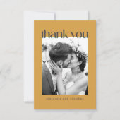 Retro Yellow Floral Custom Message Photo Weddensch Bedankkaart (Voorkant)