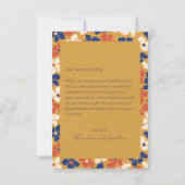 Retro Yellow Floral Custom Message Photo Weddensch Bedankkaart (Achterkant)
