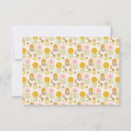 Retro Yellow Floral Custom Vrijgezellenfeest Bedankkaart (Achterkant)