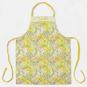 Retro Yellow Floral gepersonaliseerd Schort