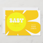 Retro Yellow Flower Baby shower Kaart (Voorkant)