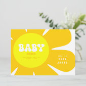 Retro Yellow Flower Baby shower Kaart (Staand voorkant)