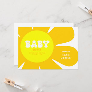 Retro Yellow Flower Baby shower Kaart