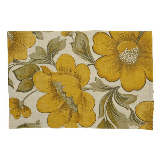 Retro Yellow Flower Garden Aesthetic Kussensloop (Voorkant)