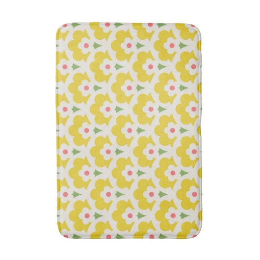Retro Yellow Flower Garden Pattern Badmat (Voorkant Verticaal)