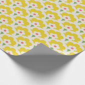 Retro Yellow Flower Garden Pattern Cadeaupapier (Hoek)