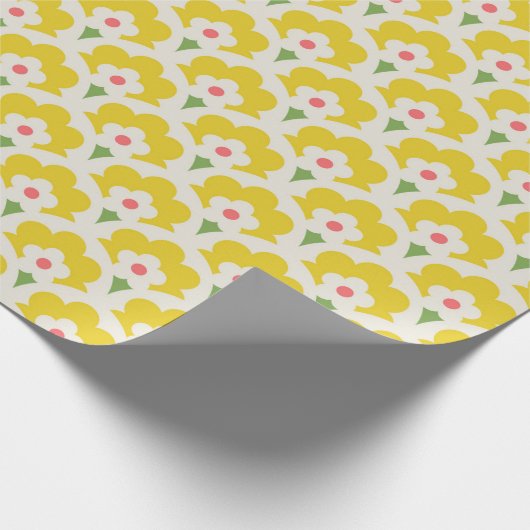 Retro Yellow Flower Garden Pattern Cadeaupapier (Hoek)