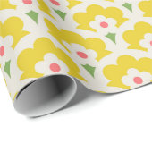 Retro Yellow Flower Garden Pattern Cadeaupapier (Rol Hoek)