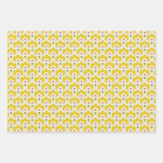 Retro Yellow Flower Garden Pattern Inpakpapier Vel (Voorkant 2)