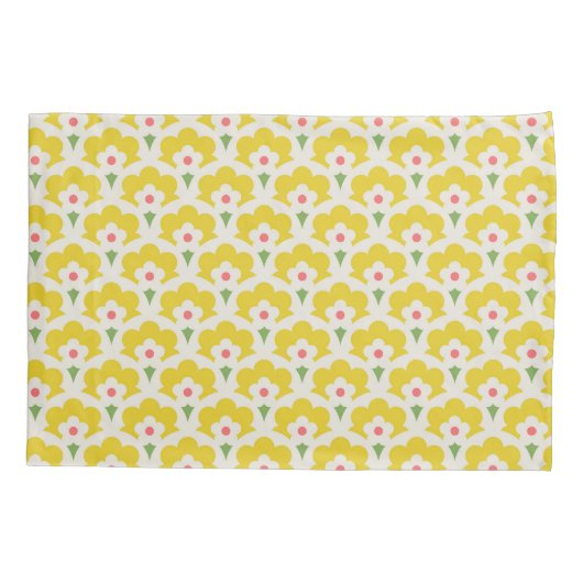 Retro Yellow Flower Garden Pattern Kussensloop (Achterkant)