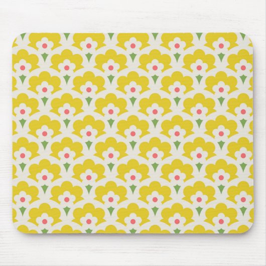 Retro Yellow Flower Garden Pattern Muismat (Voorkant)