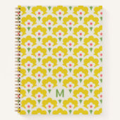 Retro Yellow Flower Garden Pattern Notitieboek (Voorkant)