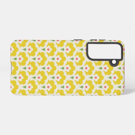 Retro Yellow Flower Garden Pattern Samsung Galaxy Hoesje (Achterkant horizontaal)