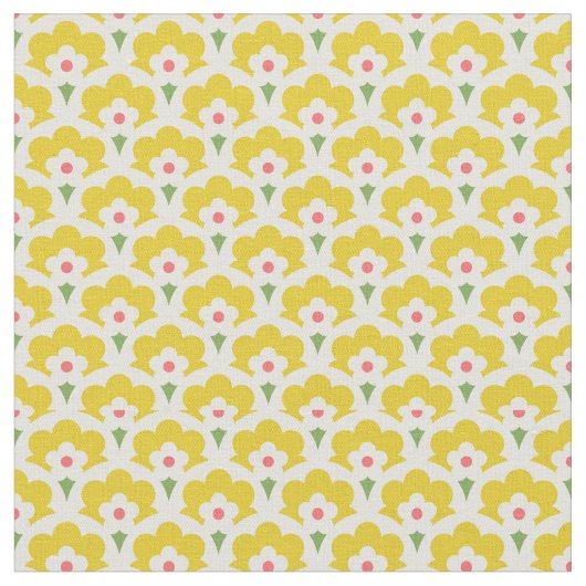 Retro Yellow Flower Garden Pattern Stof (Close Up)