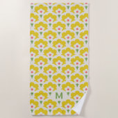 Retro Yellow Flower Garden Pattern Strandlaken (Voorkant)