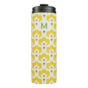 Retro Yellow Flower Garden Pattern Thermosbeker