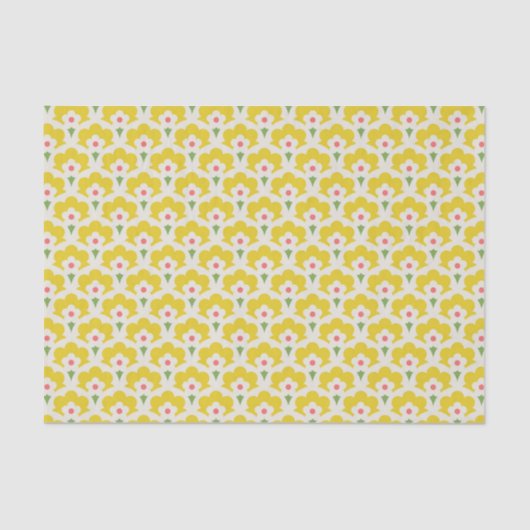 Retro Yellow Flower Garden Pattern Tissuepapier (Voorkant)