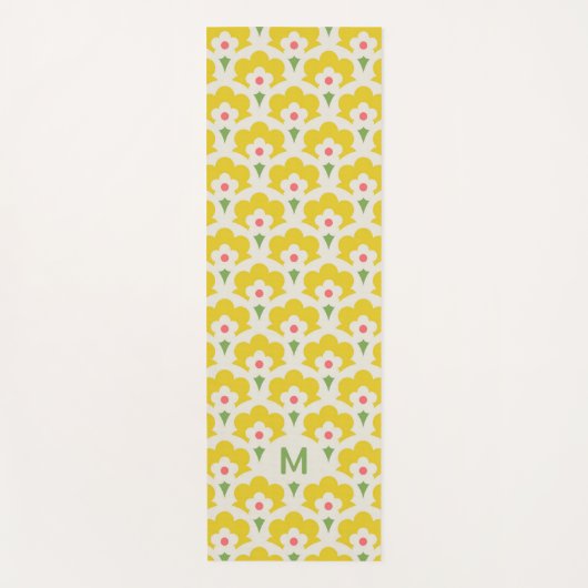 Retro Yellow Flower Garden Pattern Yogamat (Voorkant)