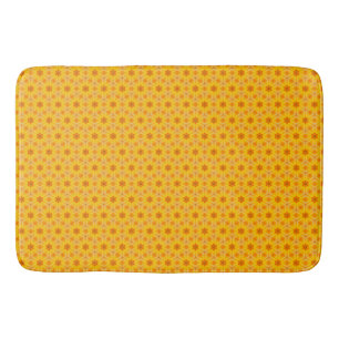 Retro Yellow Flower Power Bath Mat. Badmat