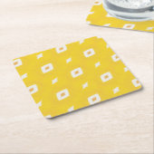 Retro Yellow Geometric Pattern Kartonnen Onderzetters (Schuin)