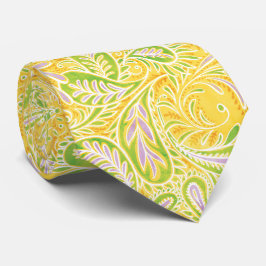 Retro Yellow Green Paisley Pattern Stropdas