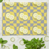 Retro Yellow Grey Lemon Slicks Fruit Pattern Theedoek (Gevouwen)