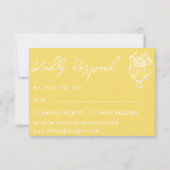 Retro Yellow  Hand Drawn Cake Floral Wedding RSVP Kaartje (Voorkant)