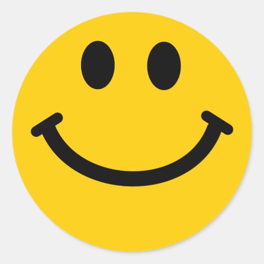 Retro Yellow Happy Face Ronde Sticker (Voorkant)