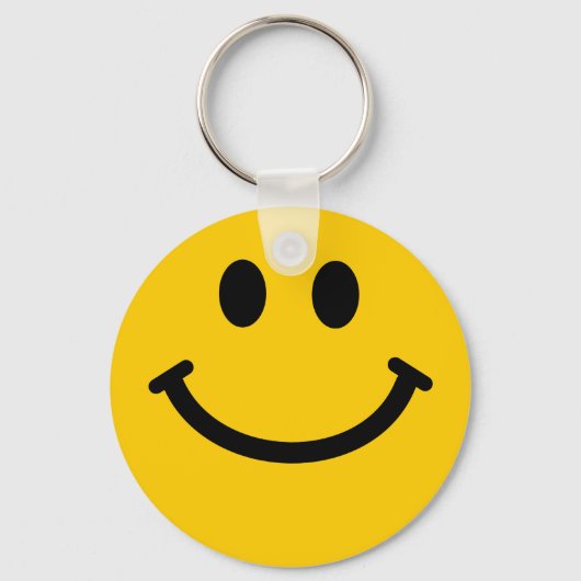 Retro Yellow Happy Face Sleutelhanger (Voorkant)