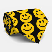 Retro Yellow Happy Face Stropdas (Opgerold)