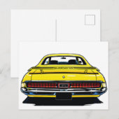 Retro Yellow Muscle Car Rear Pop Art Illustration Briefkaart (Voorkant / Achterkant)