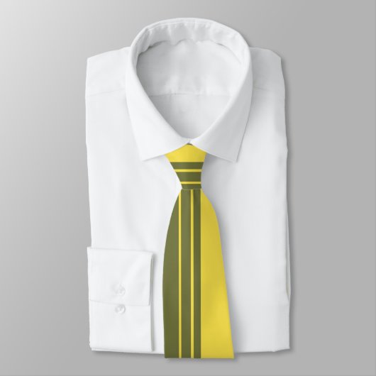 Retro Yellow Olive Stripes Pattern Stropdas (Gebonden)