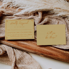 Retro Yellow Orange Hand Written Drawn Wedding RSVP Kaartje