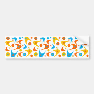 Retro Yellow Oranje & Aqua Starburst Boomerang Bumpersticker