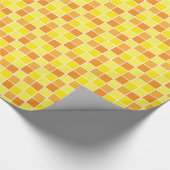 Retro Yellow Oranje Checkers Square Patroon Cadeaupapier (Hoek)