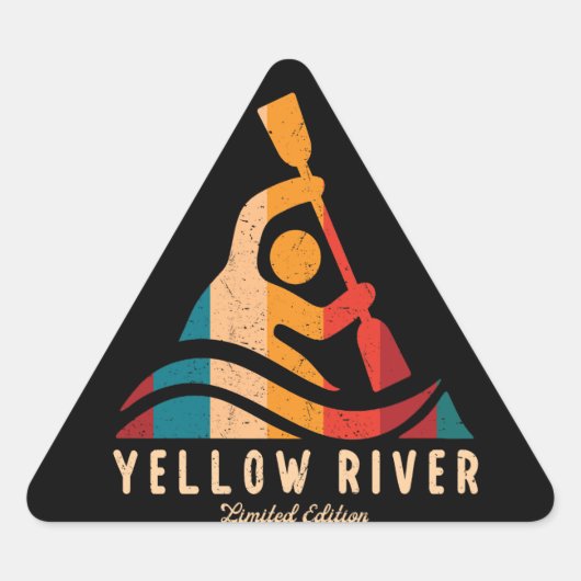 Retro Yellow River Kayaking Sticker (Voorkant)