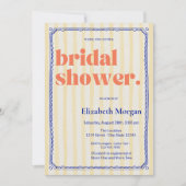 Retro Yellow Stripes Blauw Lijst Vrijgezellenfeest Kaart (Voorkant)