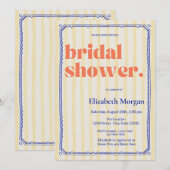 Retro Yellow Stripes Blauw Lijst Vrijgezellenfeest Kaart (Voorkant / Achterkant)