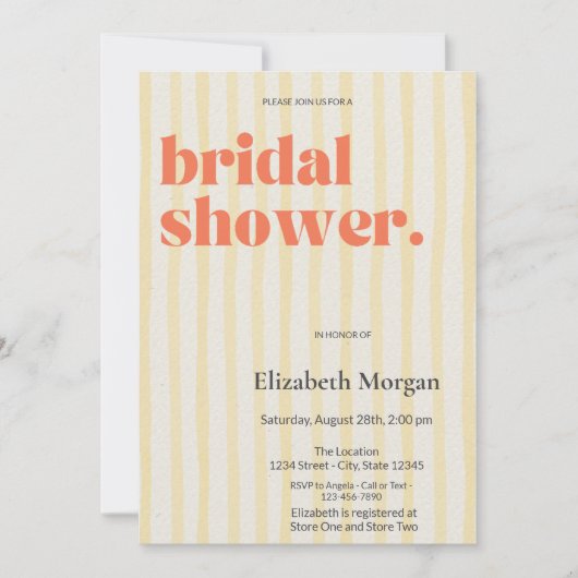 Retro Yellow Stripes Eenvoudig Vrijgezellenfeest Kaart (Voorkant)