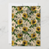 Retro Yellow Sunflower Krantenblad Vrijgezellenfee Kaart (Achterkant)