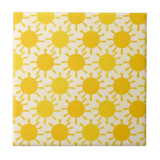 Retro Yellow Sunny Pattern Tegeltje