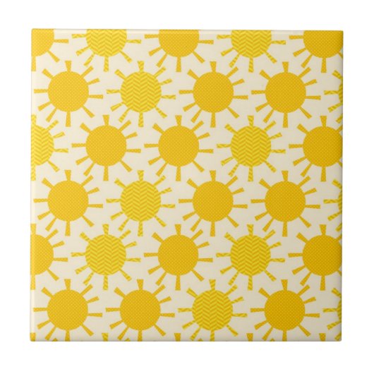 Retro Yellow Sunny Pattern Tegeltje (Voorkant)