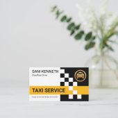 Retro Yellow Taxi Check Box Cab Ride Share Driver Visitekaartje (Staand voorkant)