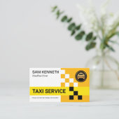 Retro Yellow Taxi Check Boxes Cab Driver Visitekaartje (Staand voorkant)